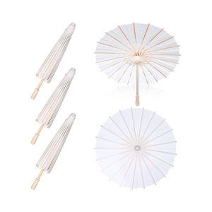 kaan Craft Gifts Paper Umbrellas Customization DIY Handmade Drawing Blank Wooden Handle Paper Umbrella for wedding