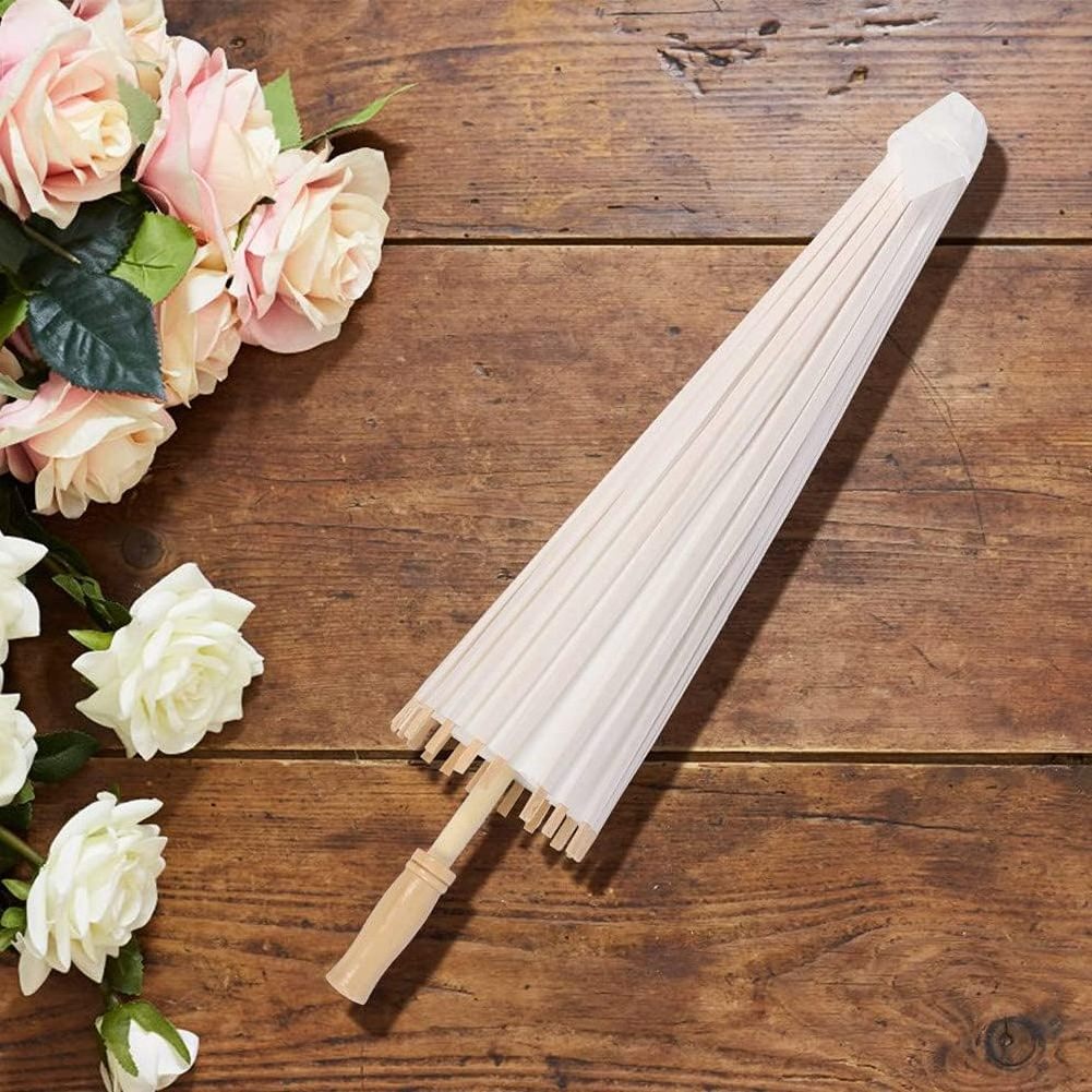 kaan Craft Gifts Paper Umbrellas Customization DIY Handmade Drawing Blank Wooden Handle Paper Umbrella for wedding