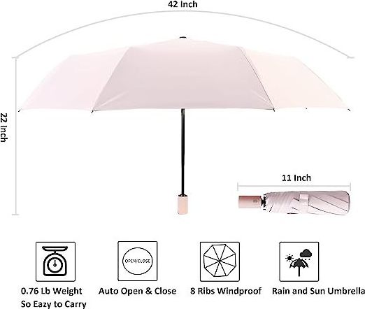 Umbrella Supplier Fully-automatic Umbrella Black Pongee Waterproof Auto Open Paraguas 3 Folding Uv Automatic Umbrella