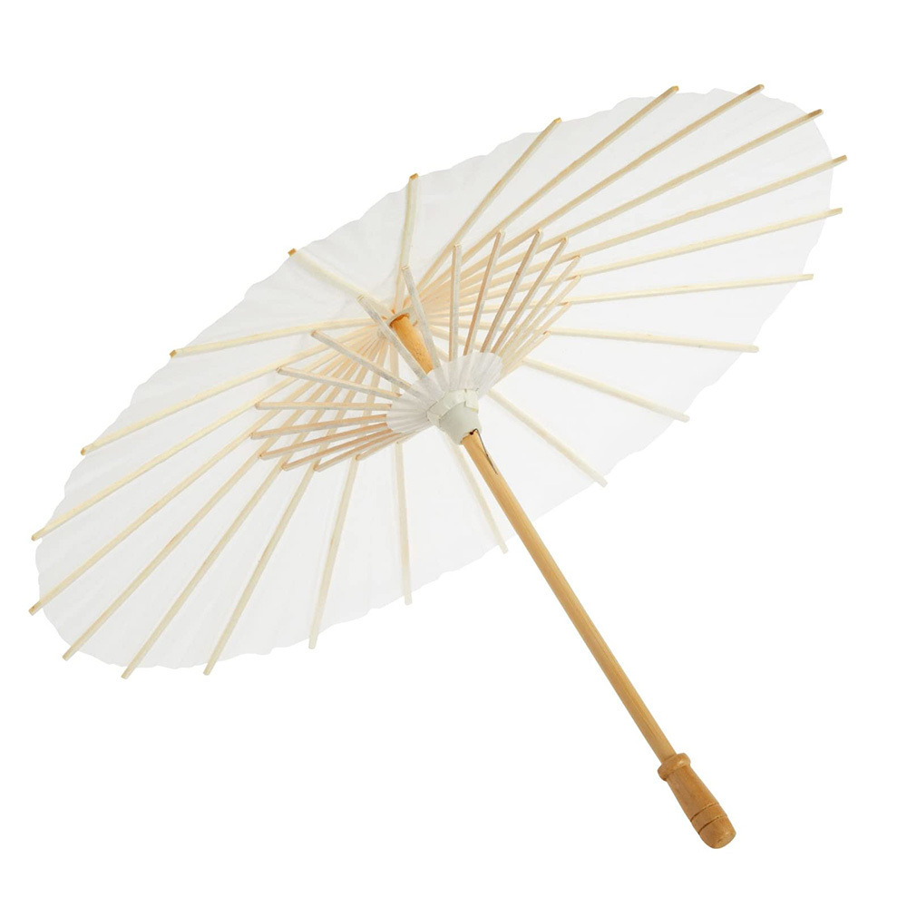 Wholesale paper Decorative Mini Craft Plain Chinese Brida Gifts Parasols Handmade Oil White paper wedding umbrellas