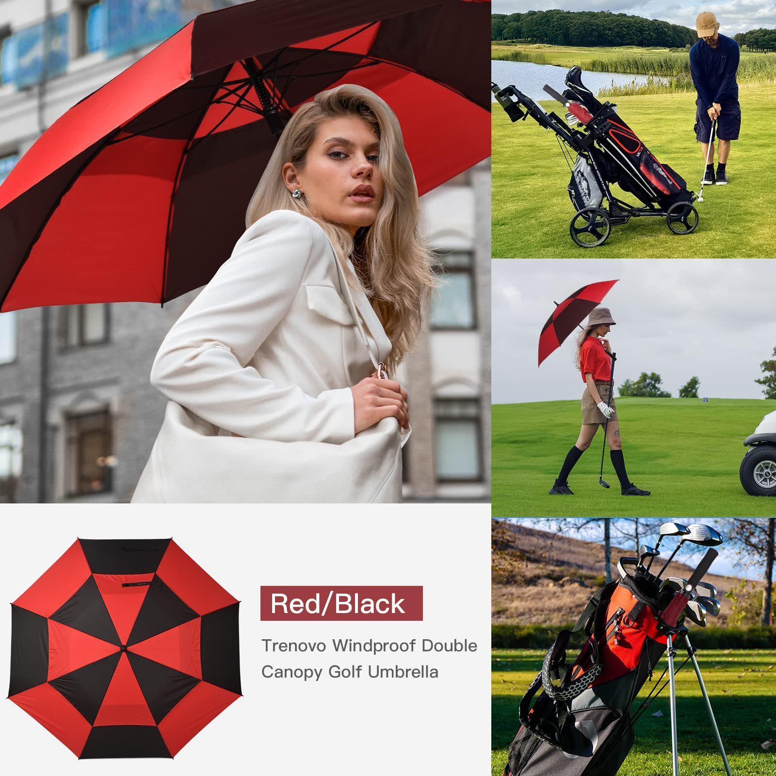 Kaan High Density Fabric air double canopy vented windproof outdoor luxury patio windproof golf umbrella wholesale umbrellas