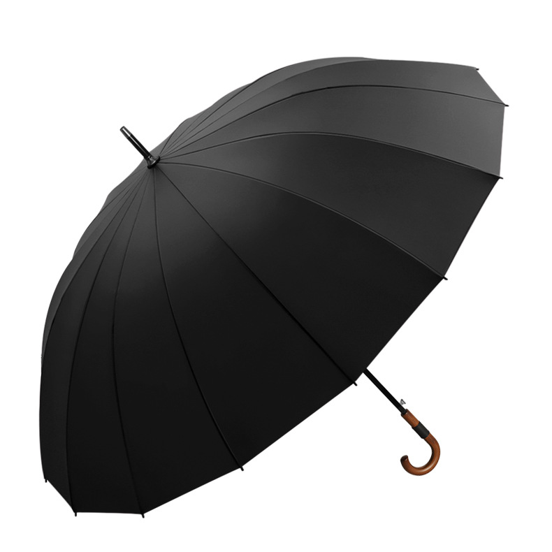 Kaan Windproof Rainproof Durable Eco Auto Open Umbrella Classic Wooden J Stick Handle Easy Grip commercial custom umbrella