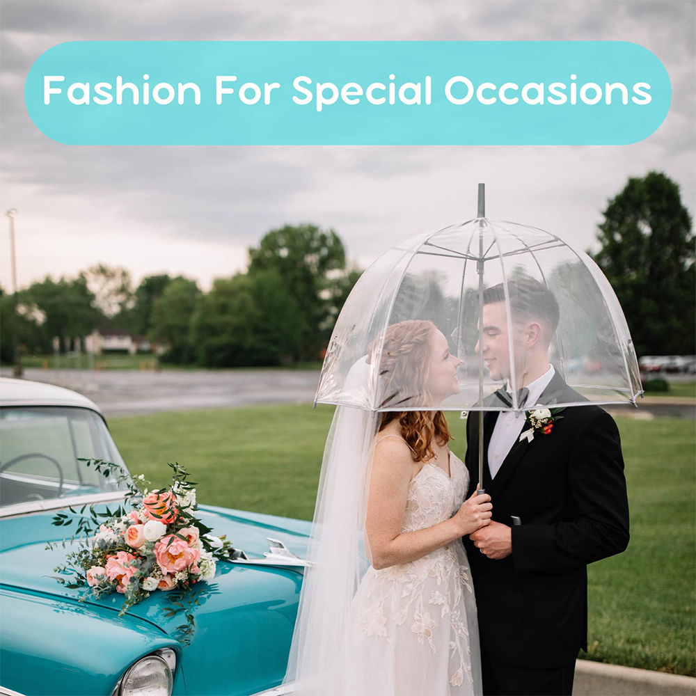 Large Windproof and Rainproof Canopy Transparent Dome Coverage Clear Bubble Umbrella for Weddings Proms or Everyday Protection