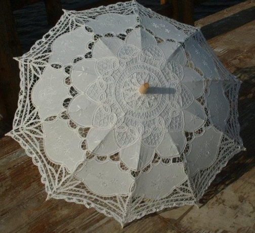 Fancy Parapluie victorian lace umbrella White parasol umbrellas wedding lace black Wooden wedding sunproof lace umbrellas