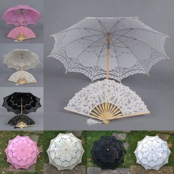 Lace Parasol Umbrella Wedding Lace Parasol Umbrella Vintage Lace Umbrella with Handle for Bridesmaid Flower Girl