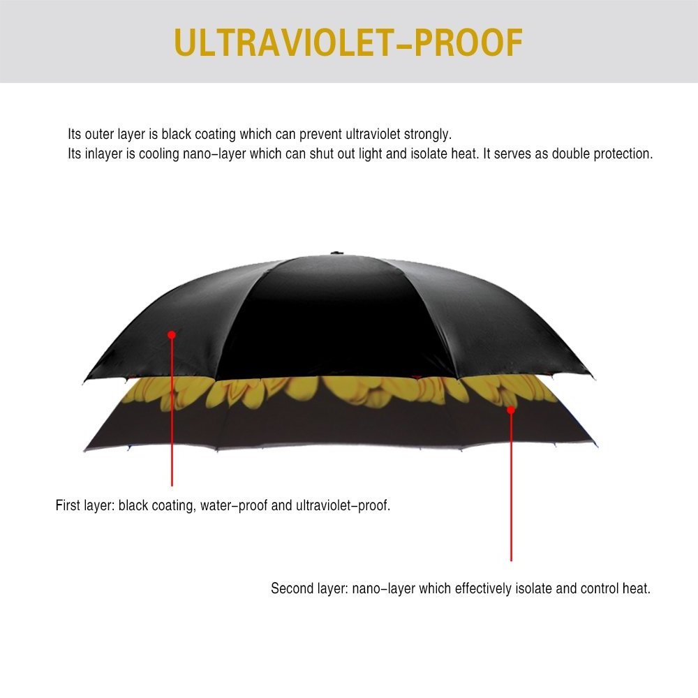 Yellow Flower Double Layer Inverted Umbrellas C Shaped Handle Reverse Folding Windproof Umbrella for Men and Women