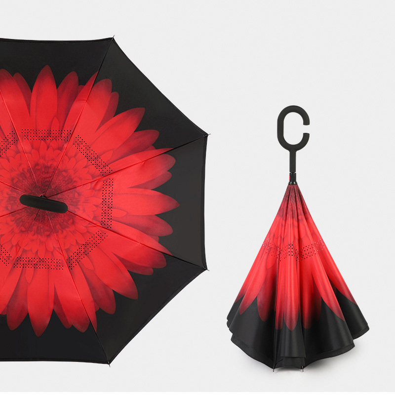 Luxury Fashion Gift Automatic Uv Protective Reverse Inverted Inside Out Car Advertising Sun Rain Umbrella With Logo