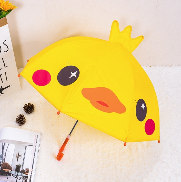 Amazon yellow duck cartoon pattern Kids auto Umbrella children's wholesale umbrella for kids girl Rain Proof Umbrella