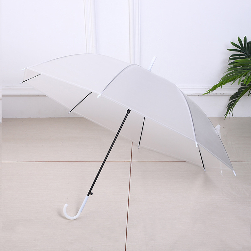 Advertising Business Customized Logo transparent clear J Hook Handle Windproof Stick Bubble Umbrella for Adults Kids Rain