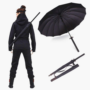 Manufacturer Creative Japanese Samurai Umbrella 8k 16k 24k Long Handle Rain Straight Katana Sword Umbrella