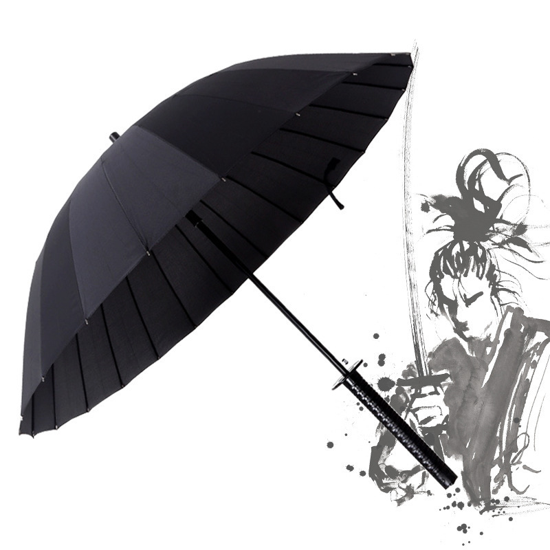 Anime Japanese Samurai umbrella Creative Strong Windproof Semi-Automatic Katana Warrior Long Handle Umbrella For Gift