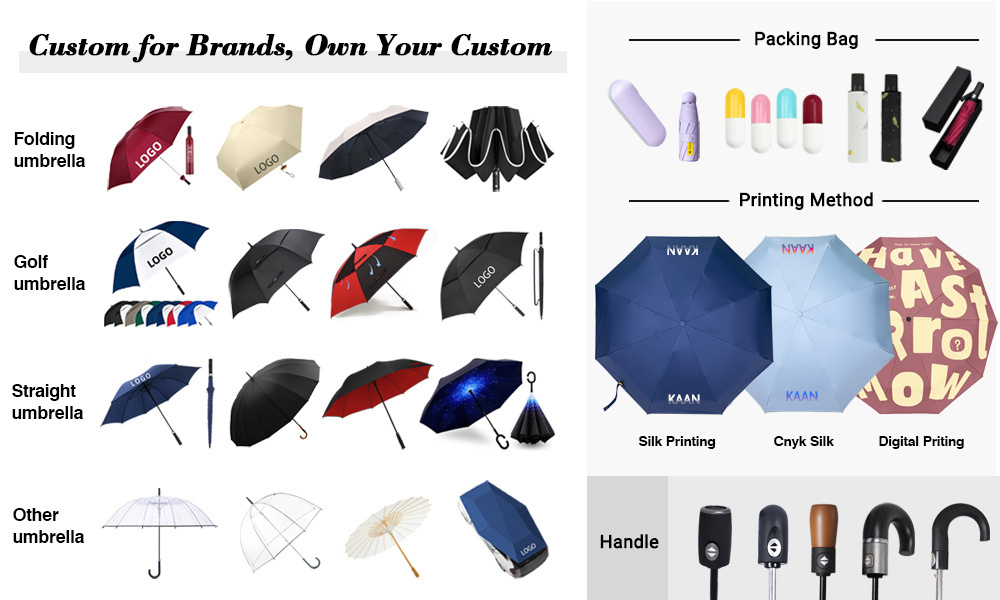 Kaan Custom Logo Wholesale  UV Protection regenschirm Rain straight inverse inside out c handle Upside Down Umbrella with logo