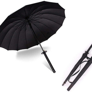 Automatic Sun Black Samurai Sword Outdoor Windproof Advertising Black Rain Umbrella Japanese Katana Umbrellas