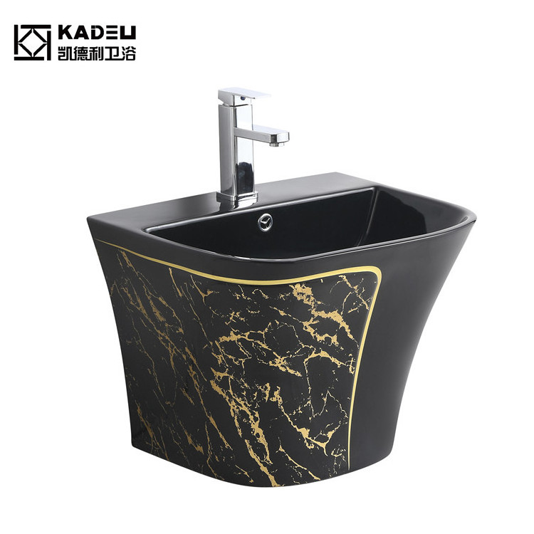 New Bathroom Toilet Set Sanitary Ware WC One Piece Ceramic Toilet Bowl And Sink Set Black Gold Line Marble Ceramic Color Toilet