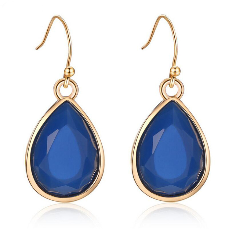 KM 2018 fashion newest design simple earring hidden camera dark blue teardrop resin hook earrings for girls