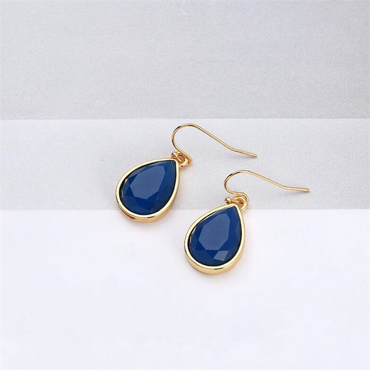 KM 2018 fashion newest design simple earring hidden camera dark blue teardrop resin hook earrings for girls