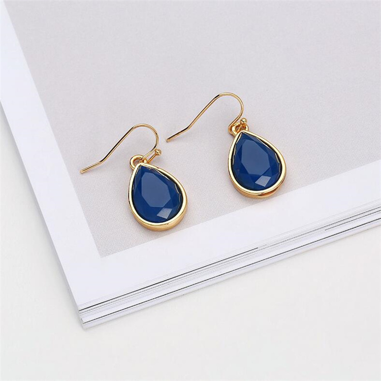 KM 2018 fashion newest design simple earring hidden camera dark blue teardrop resin hook earrings for girls