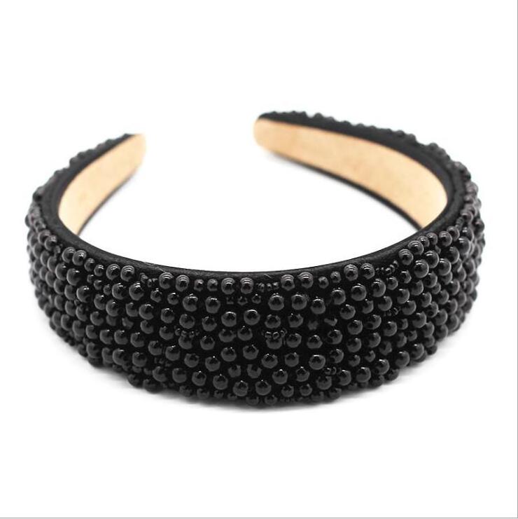 Velvet Pearl Matador Padded Headbands Pearls beads lace Soft Velvet Headbands Women Wide Wedding Headpiece