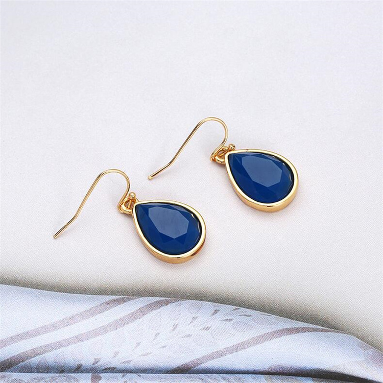 KM 2018 fashion newest design simple earring hidden camera dark blue teardrop resin hook earrings for girls