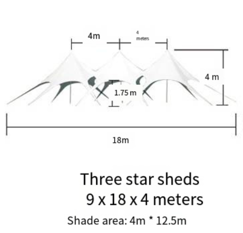 Double Peaks Star Canopy Patio Sun-proof  Shade Tent Top Double Layer 210D Fabric Stable Outdoor Camping Party Hotel