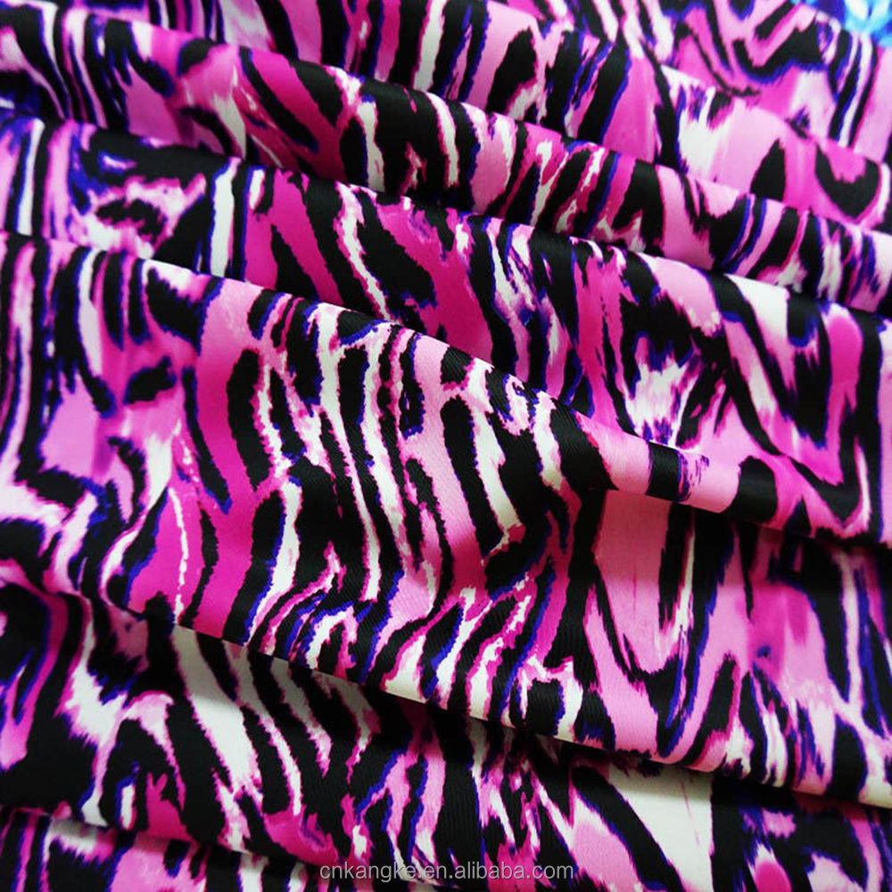 Custom  pattern stretch Zebra print polyester spandex blend Printed fabric for yoga pants