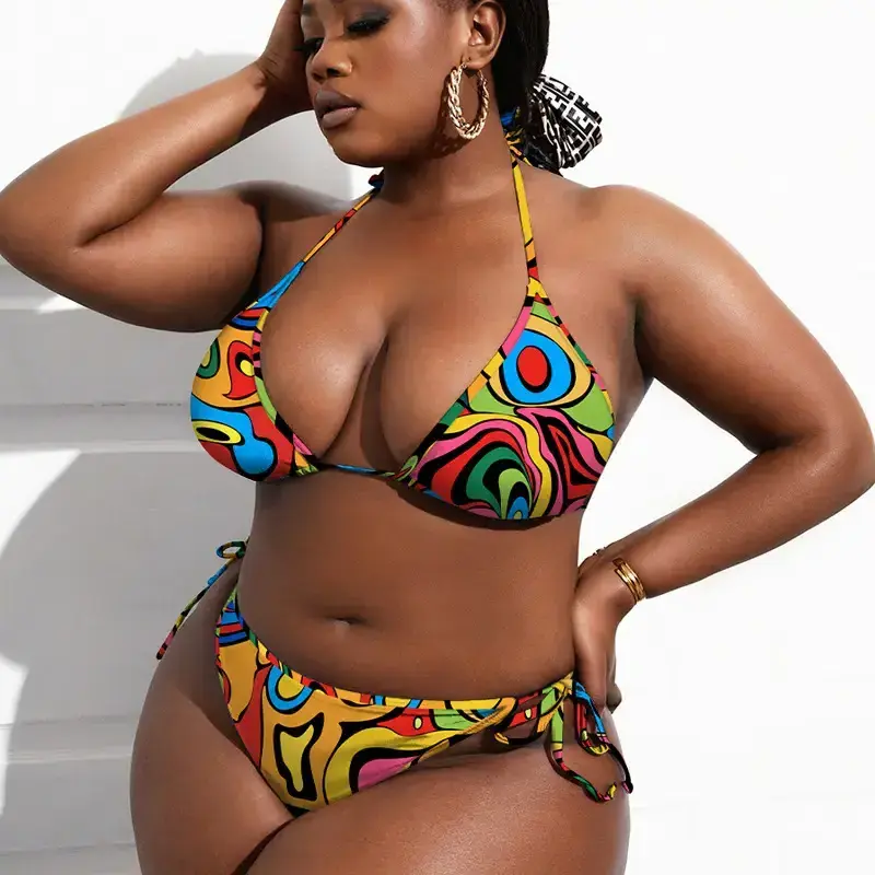 Summer New Fashion Plus Size Bikini Swimsuit Swimwear Beachwear 2023 Tribal African Bathing Suits For Woman