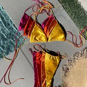 Beach Super Mini Extreme Micro Swimsuit Two Pieces String Bikini & Beachwear 2023 Custom Sexy Women OEM Service Adults Bandeau