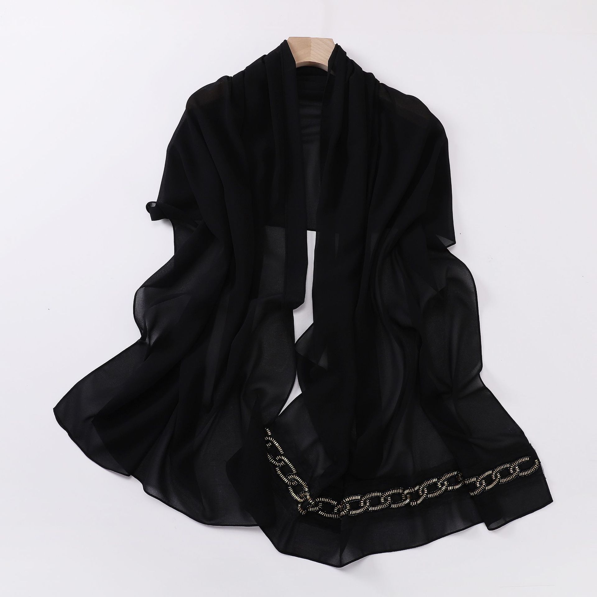 New chiffon single-ended hand-made rice bead lace scarf Muslim beautiful scarf mideast African scarf