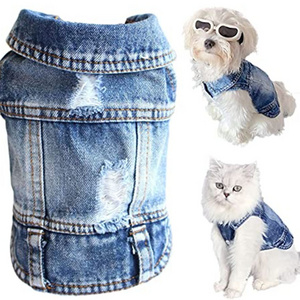 MiaPeta Ripped Dog Pet Jeans Denim Vest Jacket Clothes for Small Dogs