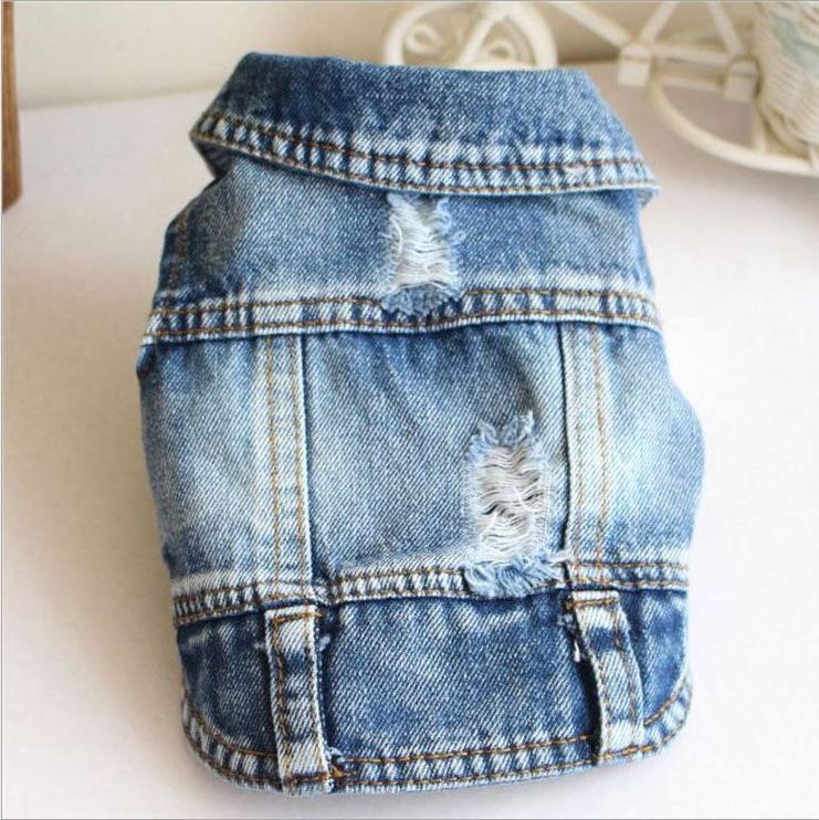 MiaPeta Ripped Dog Pet Jeans Denim Vest Jacket Clothes for Small Dogs