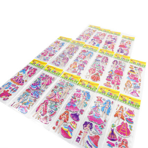 High Quality 3d Puffy Stickers Princess Dress Up Cartoon Girl Stickers Waterproof Decals 3d Sticker Anime