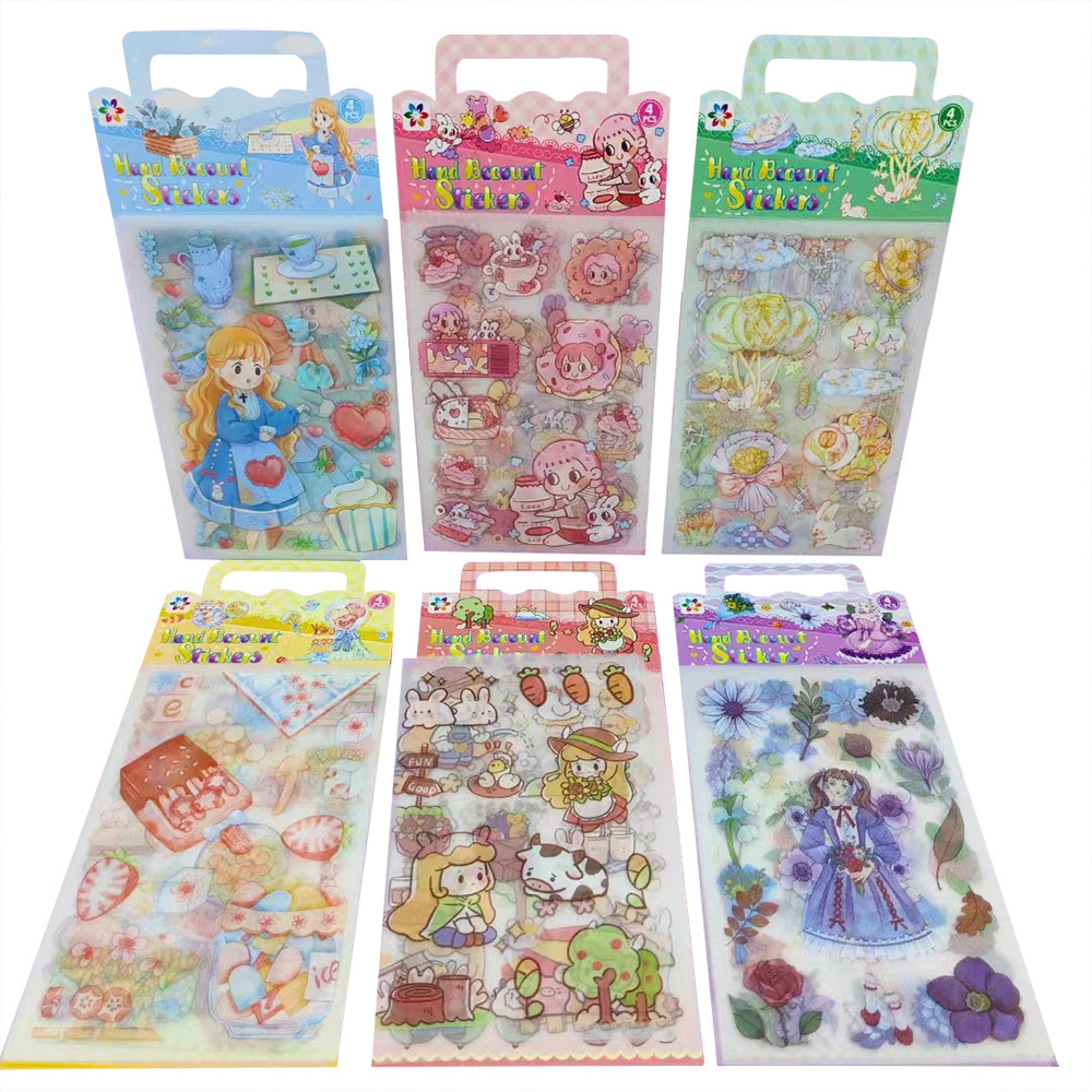 Wholesale Cute Cat Stickers Cartoon Cup Sticker Notebook Diy Girl Anime Pattern Hand Account Ledger Sticker Pack