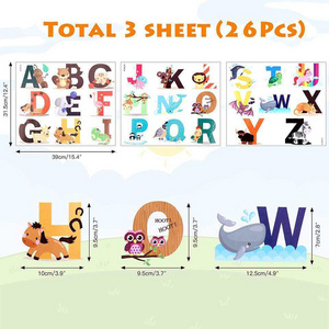 Wholesale Hot Sale Cartoon Alphabet Sticker Waterproof Home Decoration Children Wall Decal Vinyl Sticker