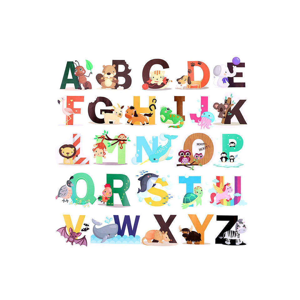 Wholesale Hot Sale Cartoon Alphabet Sticker Waterproof Home Decoration Children Wall Decal Vinyl Sticker