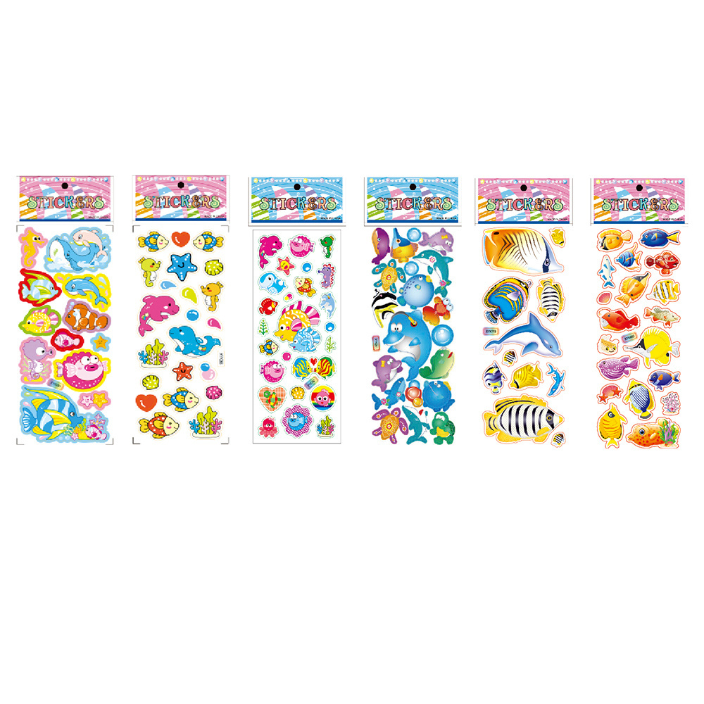 Wholesale marine animals cartoon stickers PVC material children's toys educational marine animals cartoon stickers