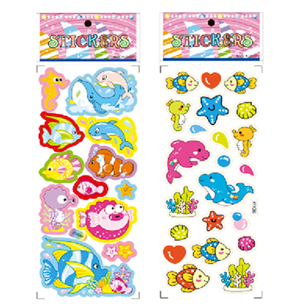 Wholesale marine animals cartoon stickers PVC material children's toys educational marine animals cartoon stickers