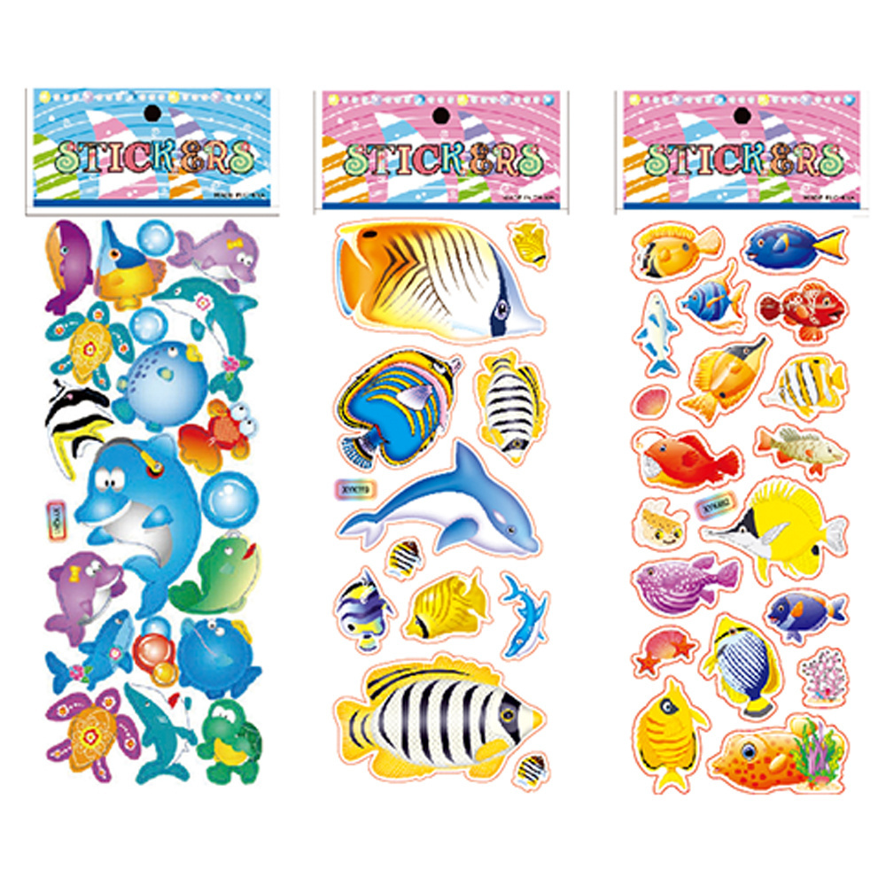 Wholesale marine animals cartoon stickers PVC material children's toys educational marine animals cartoon stickers