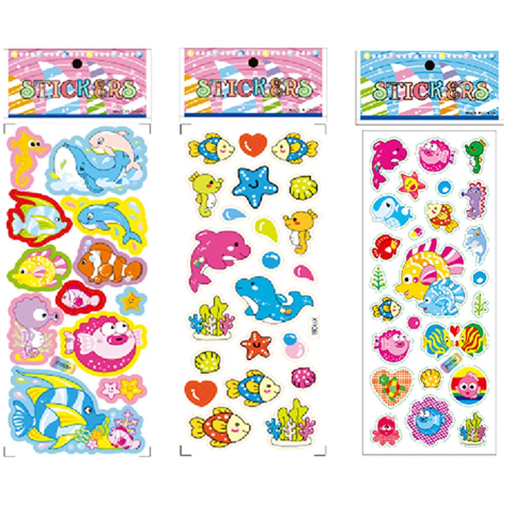 Wholesale marine animals cartoon stickers PVC material children's toys educational marine animals cartoon stickers