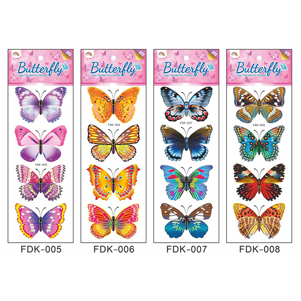 Customized 12.2*31.5CM Colorful Poster Waterproof Wall Stickers Birds Butterflies Flowers Adult Stickers