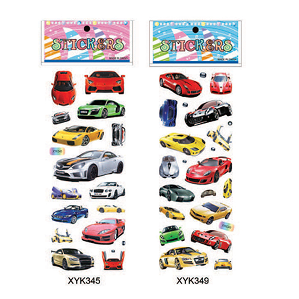 Customized Cute Waterproof PVC Cartoon Car Racing Car Self-adhesive Die-cut Colorful Sticker