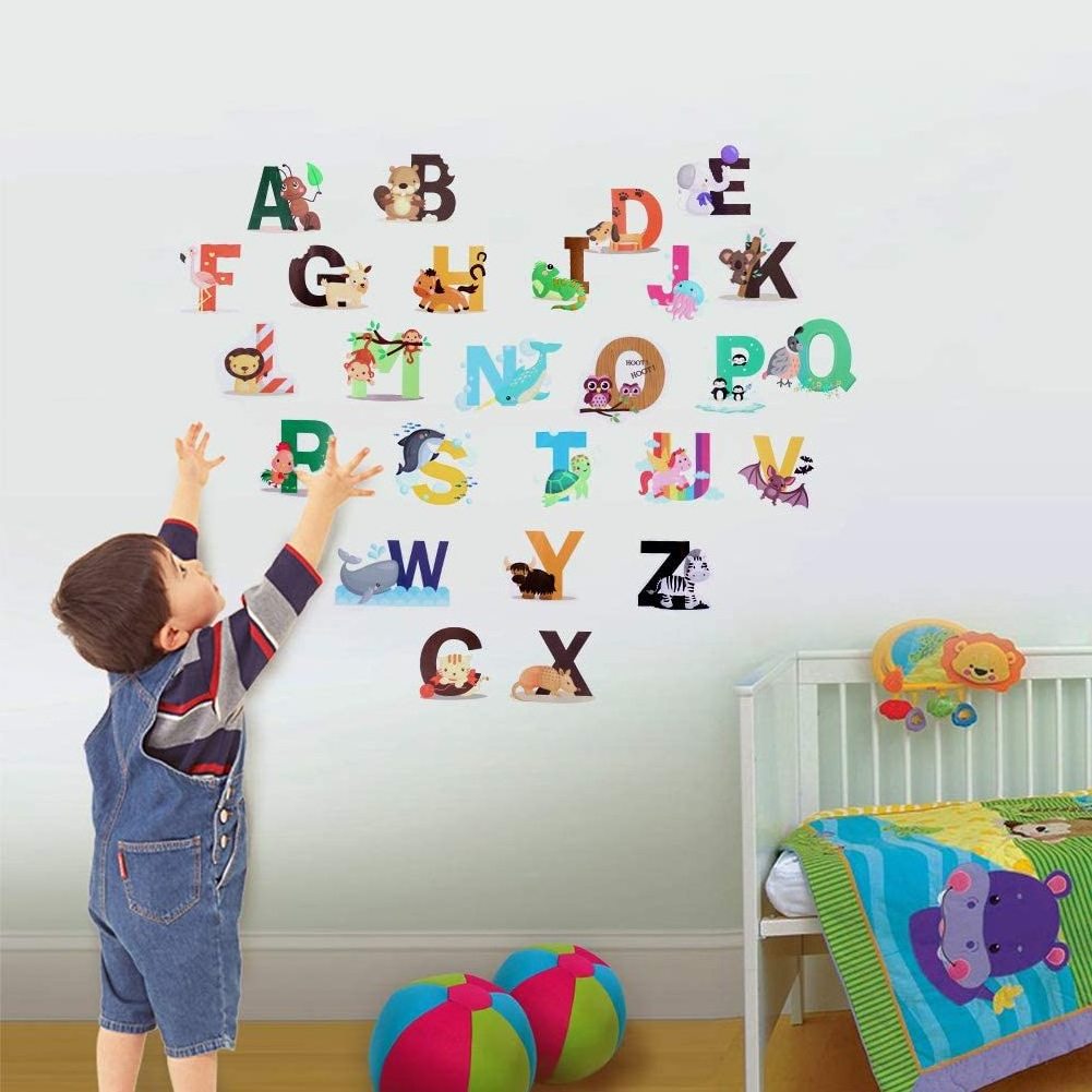 26 Cartoon Alphabet Decorative Wall Sticker Nursery Room Diy Wall Sticker Enlightenment Education Baby Room Decor Wall Stickers