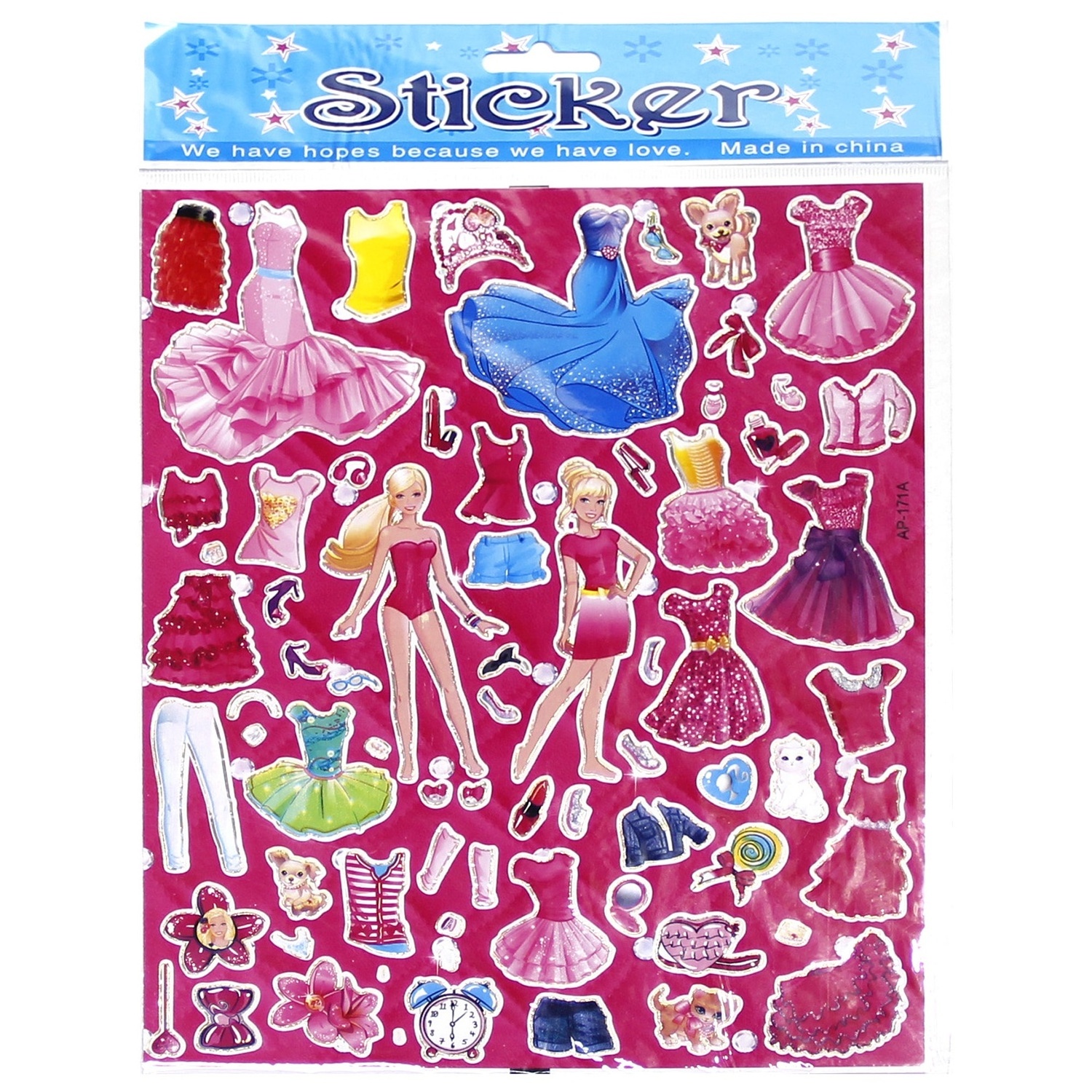 Wholesale cute doll stickers EVA puzzle sticker DIY children dress up doll dress stickers for girls