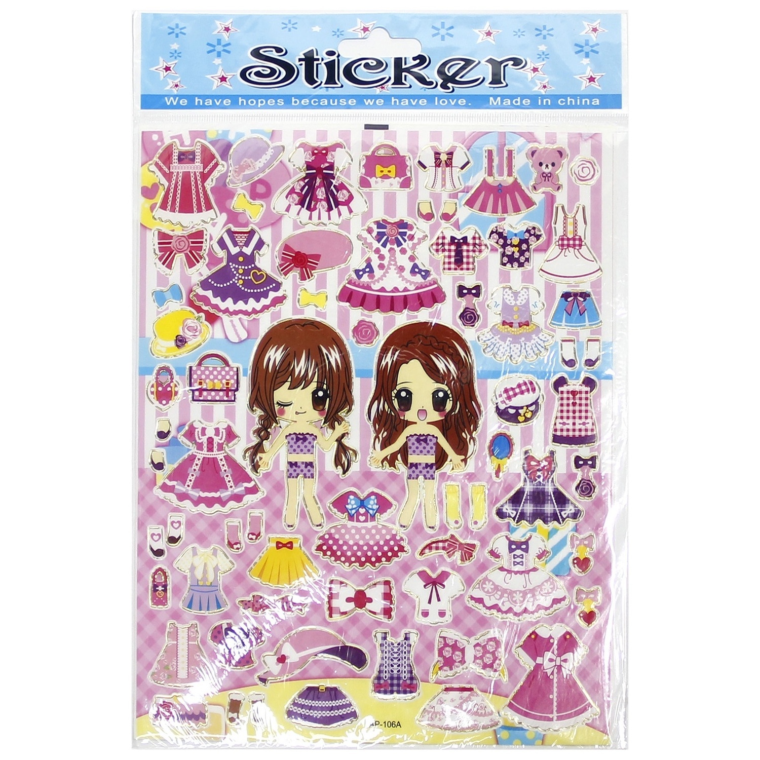 Wholesale cute doll stickers EVA puzzle sticker DIY children dress up doll dress stickers for girls