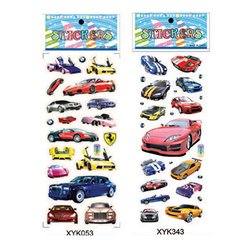 Customized Cute Waterproof PVC Cartoon Car Racing Car Self-adhesive Die-cut Colorful Sticker