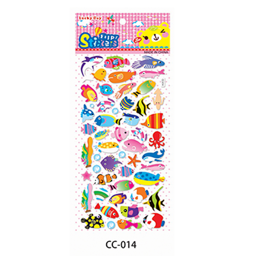 Customized 3d class ocean fish, animals, butterfly 3d stickers waterproof bubble stickers 3d stickers