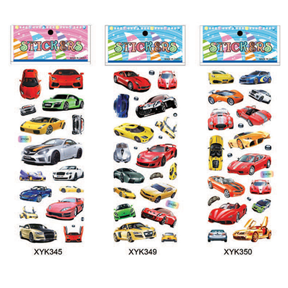 Customized Cute Waterproof PVC Cartoon Car Racing Car Self-adhesive Die-cut Colorful Sticker