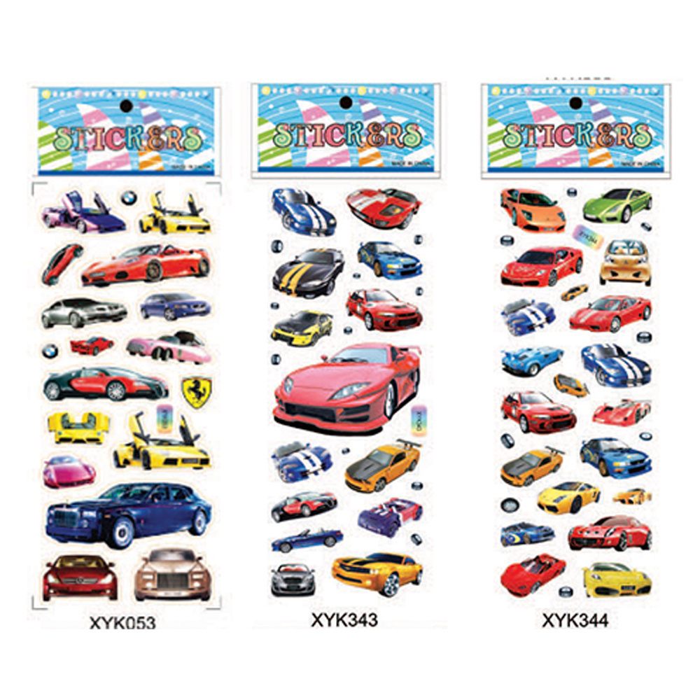 Customized Cute Waterproof PVC Cartoon Car Racing Car Self-adhesive Die-cut Colorful Sticker