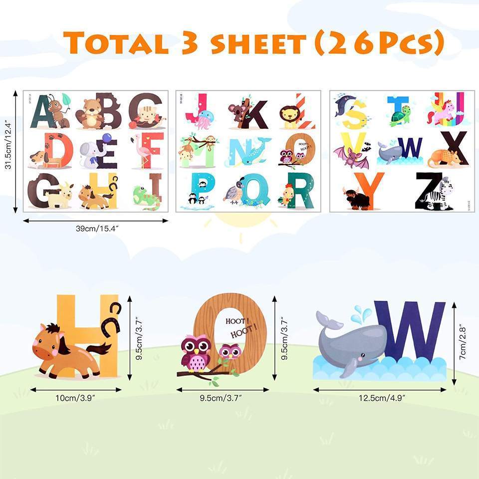 26 Cartoon Alphabet Decorative Wall Sticker Nursery Room Diy Wall Sticker Enlightenment Education Baby Room Decor Wall Stickers