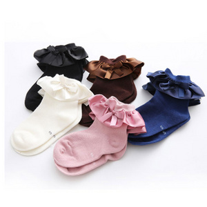 Wholesale Korean Fashion Cotton Bow Cute Lace Baby Girls Frilly kid Socks