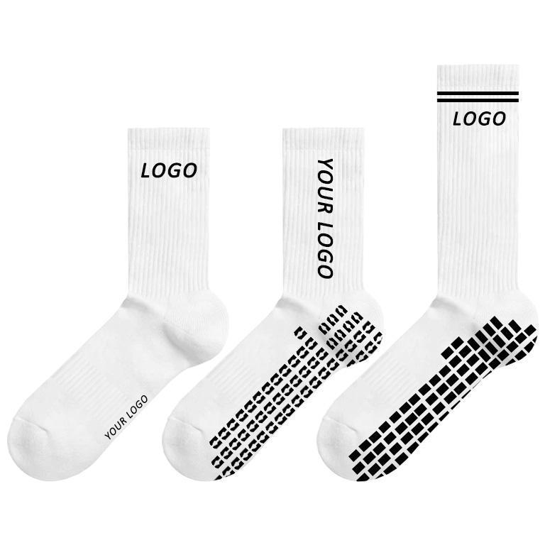 Low MOQ High Quality Anti Slip Designer Sport Socks Custom Logo Soccer Football Grip Socks For Men